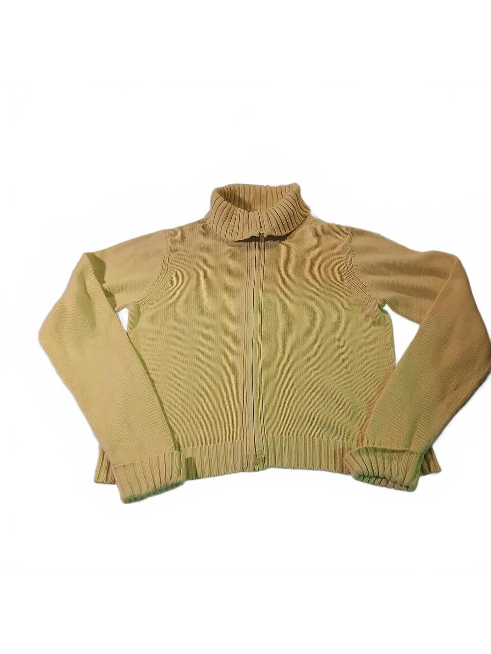 American Eagle Outfitters Yellow Zip Up Turtleneck Sweater Cardigan Large